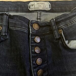Free People high rise button fly Dark Blue Jeans